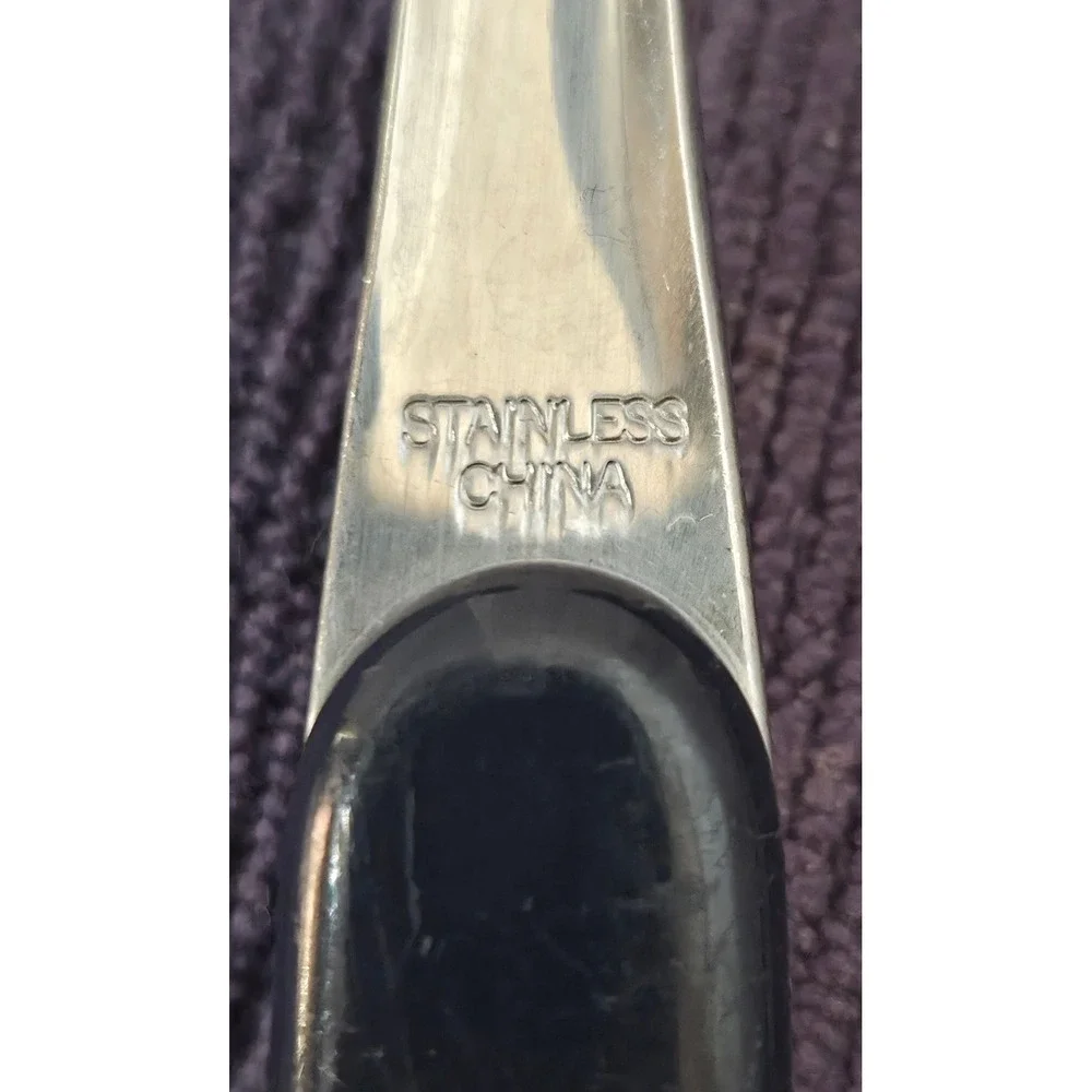 Pfaltzgraff Atalya Stainless Tablespoons Colbalt/Cream Geometric Set/5 Vintage